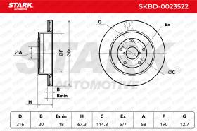 STARK RECAMBIOS SKBD0023522 - BRAKE DISC